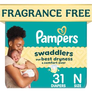 Pampers Swaddlers Diapers, Size 0 (up to 10 lbs), 31 Count, Absorbent, Keeps Baby Dry and Comfortable, Pediatrician Recommended Skin Safe Disposable Baby Diaper