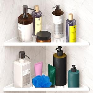 IReef way Corner Shower Shelf for Inside Shower - Adhesive/Stick/Drill/No Drill - Floating Strong 14" White Corner Shower Shelves for Bathroom, Tiled Wall, Caddy Organizer, Kitchen, Shower