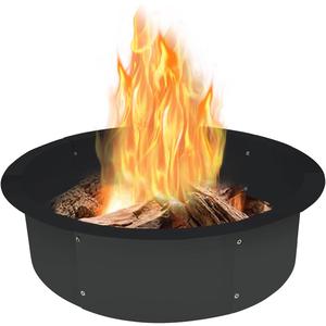 Koutemie Outdoor Fire Pit Ring Liner 35-Inch Outer/31-Inch Inner Diameter, Heavy Duty Solid Metal Steel Round Firepit Rim Insert for Outside DIY Campfire Ring Above or In-Ground, Black