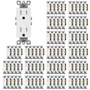 (100 Pack) CML 15 Amp Decor Wall Receptacle Outlet, Child-Safe Tamper Resistant (TR), 15A/125V, Standard Decorator Electrical Outlet, UL Listed, White