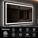 ROOMTEC 48 x 32 Inches LED Bathroom Mirror with Lights, Vanity Mirror with Front and Backlight, Smart Dimmable Anti-Fog LED Mirror for Bathroom, Memory Function, Tempered Glass (Horizontal/Vertical)