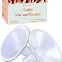 Larger Cushy Silicone Flanges, Breast Shields - Replacement Pump Parts - for Spectra, Lansinoh, Medela Pumps - Great for Elastic Nipples - Double (2 Pack) - 21mm