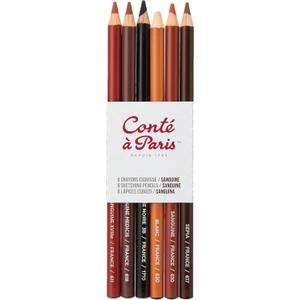 Cont  Paris Sketching Pencil - Sanguine (Pack of 6),White