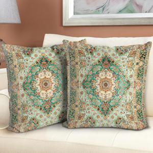 Boho Floral Throw Pillow Covers 20x20 inch Set of 2,Boho Rug Geometric Floral Pattern Decor Double Sided Pattern Cushion Cover Soft Pillow Case Living Sofa Room Bed Square Pillow Cover