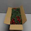 4 Bundles 140 Pcs Artificial Christmas Flowers with Red Berry Stems, Fake Norfolk Pine Garland Branches for Winter Decor, Faux Christmas Garland Tree Picks and DIY Crafts (Pine Foliage)