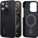 BENKS Montage Case for iPhone 15 Pro 6.1'' Compatible with Magsafe, Ultra Slim & Lightweight, Integrated 600D and 1500D Aramid Fiber, Built with Dupont Kevlar, Minimalist Style Protective Cover Black
