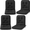 Chunful 4 Pack Tufted Back Chair Cushion Indoor Outdoor Weather Resistant Swivel Rocker Patio Chair Cushions for Outdoor Furniture (Black)