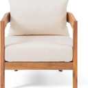 Brooklyn Outdoor Club Chair with Cushions - Acacia Wood - Teak/Beige