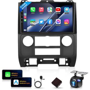 8Core 4G 64G for Ford Escape/Ford Kuga/Mazda Tribute 2007-2012 Car Stereo Radio with Wireless CarPlay Android Auto/9" 1280x720P IPS Touchscreen/BT5.0/GPS/WiFi/DSP 36EQ/Backup Camera
