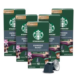 Starbucks by Nespresso Original Line Dark Roast Espresso, 50-count Espresso Pods (EXP 01/21/26)