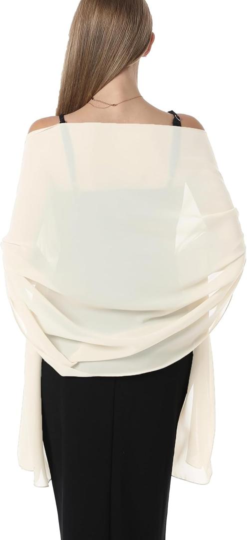 Chiffon Shawls and Wraps for Evening Dresses Women Elegant Soft Scarf Bridal Scarve Wedding Stole, Plus Size