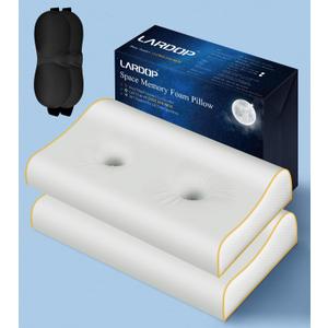 Memory Foam Contour Pillow for Neck Pain Relief/Neck Support, Cooling Cervical Neck Pillow for Side Sleeper/Sleeping, Ergonomic Sleep Apnea Orthopedic Anti Snore Therapeutic Pillows for Back Sleepers (2 Pack (23.62*13.78*4.72/3.54 In), Grey & White)