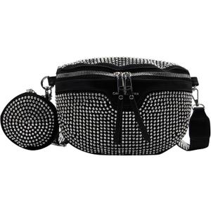 RARITYUS Women Sparkly Rhinestone Crossbody Waist Bag Glitter Fanny Pack with Small Purse Belt Bum Bag for Rave Party Club
