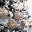 3.15" Large Christmas Ball Ornaments Shatterproof Sparkle Ornaments for Christmas Tree Large Sequin Plastic Hanging Big Tinsel Ball, 6Pcs 80mm (Champagne Gold)