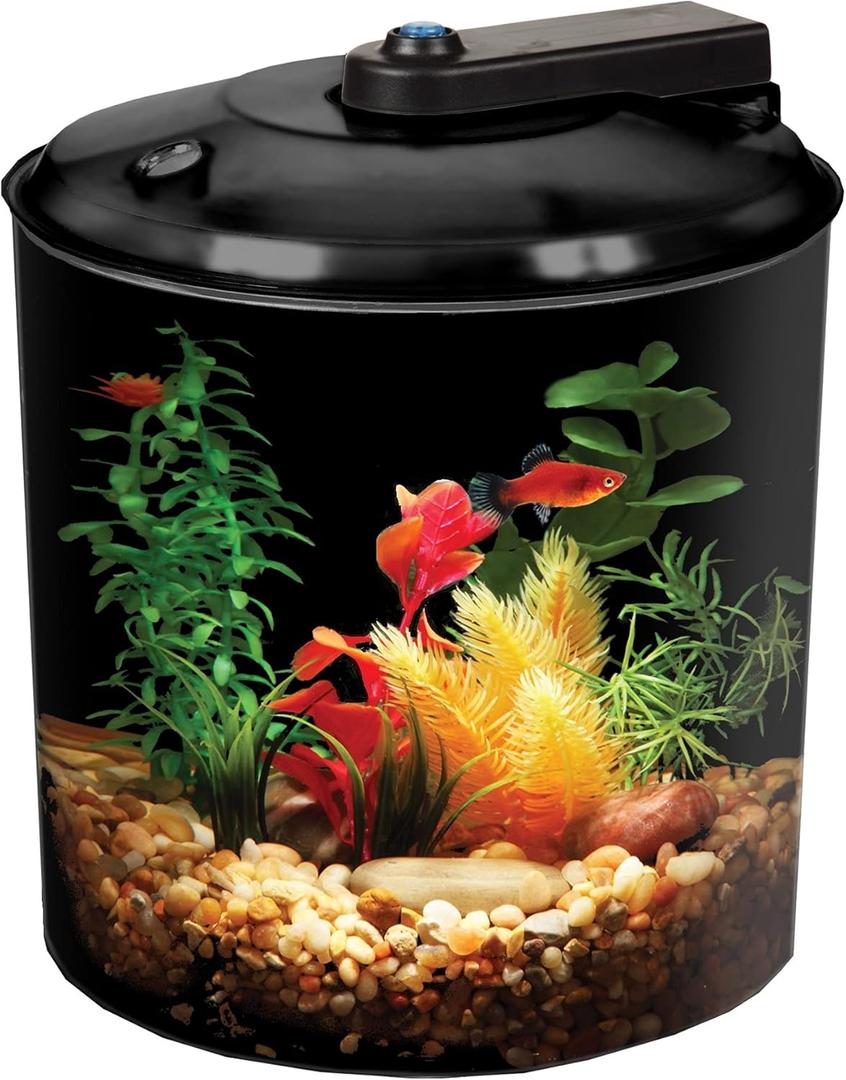 Koller Products BettaView Plastic 1.5-Gallon Aquarium, Cylindrical Shape with 7 Colors LED Lighting, Easy to Set Up and Maintain for Tropical Fish - Betta Fish