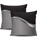 Throw Pillow Cover Silver Black Metallic Decorative Pillowcase Cushion Case Double Sided Design Printed Square 18X18 Inch Set of 2