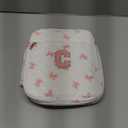 Personalized Initial Bible Cover Case for Women Girls Kid - Large Quilted Bible Case with Handle, Stylish Chenille Letter Bag Study Supplies, Perfect Christmas Gifts for Christians Women (Pink Bow-C)