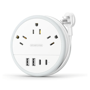 NTONPOWER Travel Power Strip, Travel Essentials, Cruise Essentials 2026 3 Outlets 4 USB Ports(2 USB C), 4FT Wrapped Around Extension Cord for Travel Cruise Ship Beach Vacation Essentials White