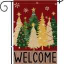 2 x Merry Christmas Garden Flag, Christmas Trees Yard Flag 12x18 Double Sided Red Outdoor Decorations, Winter Trees Holiday Decor Welcome Burlap Garden Flag Rustic Outdoor Farmhouse Xmas for Porch Yard