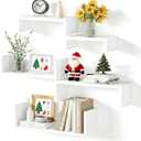 SRIWATANA Floating Shelves for Wall, Wall Shelves for Bathroom, Bedroom, Living Room, Kitchen, Office, Wood Shelves for Home Decor Set of 5 (Washed White)