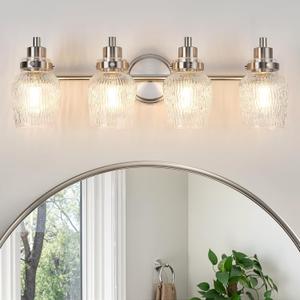 4-Light Modern Bathroom Vanity Lights Brushed Nickel