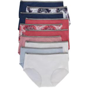 Hanes Women's Stretch Cotton Moisture-Wicking Bikini Underwear Value Pack, Smoothing Bikini Panties 10-Pack