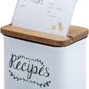NIKKY HOME 4x6 Kitchen Metal Recipe Organization Box with Cards and Dividers, White