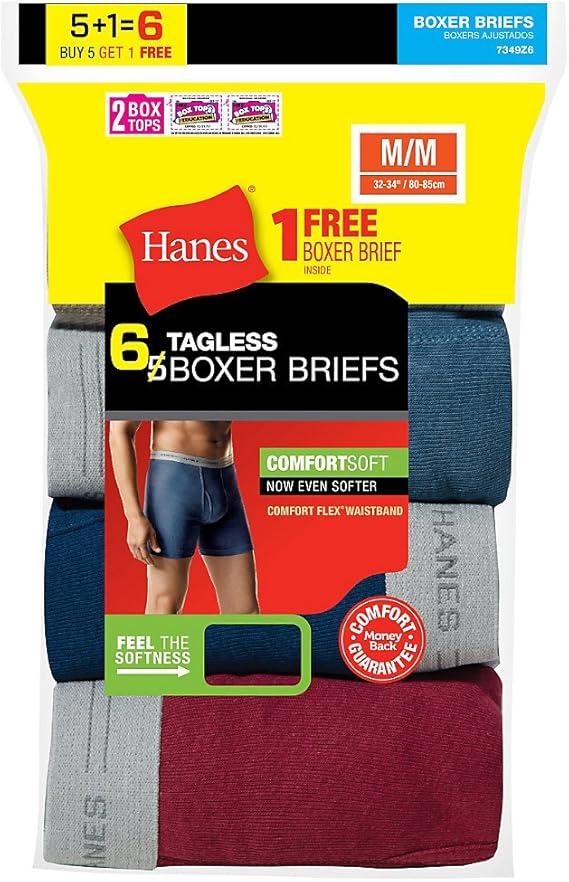 Hanes Men's TAGLESS Boxer Briefs with Comfort Flex Waistband 6-Pack
Medium US