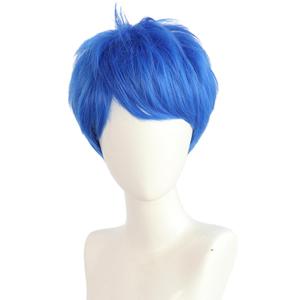 Unisex Short Blue Wig, Pixie cut Synthetic Hair for Joy Anime Costume Cosplay Party, Comic-Con, Comes with Wig Net Cap; 55TNL