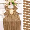 12 Pack 120 Inch Nude Cheesecloth Table Runner Boho Rustic Gauze Sheer Romantic 10 FT Long Cheese Cloth Table Runner for Bridal Baby Shower Wedding Party Birthday Holiday Home Easter Decor