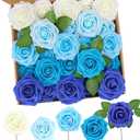 N&T NIETING Blue Roses Artificial Flowers, 50pcs Fake Flowers Rose Perfect for DIY Wedding Bridesmaid Bridal Bouquets Centerpieces Home Flower Arrangement Decoration, Series Blue