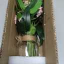 Hollyone Pink Hydrangea Artificial Flowers in Clear Glass Vase with Faux Water Silk Hydrangeas Fake Flowers Floral Arrangement for Home Bathroom Kitchen Office Table Centerpiece Shelf Decorations
