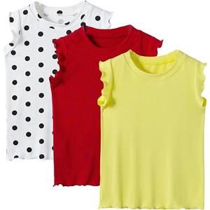 StyleSavvy 3-Pack Girls Dance & Gymnastics Tank Tops with Buckle Trim Everyday Casual & Versatile Wear Yellow, Red, White, Size 150