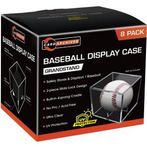 8 Pack Baseball Display Cases - UV Protected Acrylic Square Baseball Holder, Official Size Baseball Display Boxes, Clear Display Cube Baseball Memorabilia Showcase Autographed Ball Protector