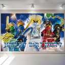 1Pcs Ninja Party Decoration Banner Photography Background for Ninja Birthday Party Props (48.6X29.1 Inch) (Blue1)
