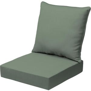 Arden earthFIBER Outdoor Deep Seat Cushion Set, 24 x 24, Rain-Proof, Fade Resistant, Deep Seat Bottom and Back Cushion for Chair, Sofa Sage Green Texture