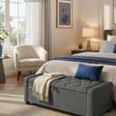 SONGMICS Storage Ottoman, Storage Chest Bench with Legs, End of Bed Bench with Safety Hinges, Pull Tab, for Living Room, Bedroom, 19.7 x 47.6 x 16.5 Inches, Linen-Look Fabric, Slate Gray ULOM511GN01