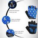 MOREOK Cycling Gloves - Youth Biking Gloves for Boys & Girls - Breathable, Anti-Slip, 3MM Gel Pad - Half Finger, Road & MTB, for Cycling/Training/Outdoor Sports (Medium, Blue)