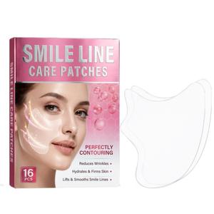 Smile Line Patches - Hydrogel Nasolabial Folds Smoothing Strips, Deep Hydration with Sodium Hyaluronate, Age-Defying Facial Patches for Laugh Lines & Fine Creases, 16 PCS