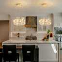 HAIXIANG Modern Crystal Chandelier Dimmable LED 8 Inch Ring Pendant Lights Adjustable Glam Chandeliers Lighting Fixtures for Dining Room Living Room Bedroom Gold Light