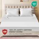 Bwarm Waterproof Heated Mattress Pad, ETL Certified Bed Warmer with 9 Heat Settings, 1-12 Hours Auto Off Deep Pocket, Machine Washable, White Foot King 78" W x 24" L