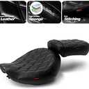 Motorcycle Driver Passenger Seat with Diamond Pattern Stitching Compatible with Shadow ACE VT750 VTC750C VTC750CD 1998-2003