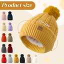 Women's Winter Fleece Beanie Hat, Warm Soft Wool Lined Knit Cross Cap with Pom Pom Snow (Light Purple)