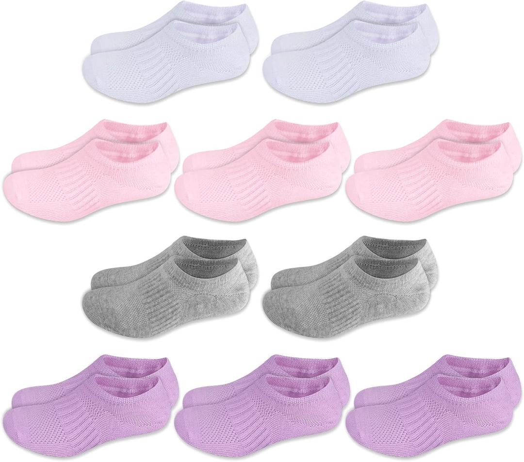 Cozi Foot 10 Pairs Boys Girls No Show Socks Cotton Non Slip Low Cut Socks (Medium, White/Gray/Pink/Purple) Cozi Foot 10 Pairs Boys Girls No Show Socks Cotton Non Slip Low Cut Socks (Medium, White/Gray/Pink/Purple)