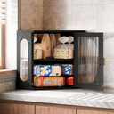 Alpeir Corner Bread Box, Solid Wood Double Layer Adjustable Large Capacity, Farmhouse Vintage Kitchen Countertop Organizer with Acrylic Window, Black