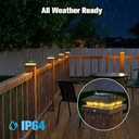 VOLISUN 4x4 Solar Cap Light 6pack, Outdoor Solar Fence - Post Lights for Wooden/Vinyl Posts, Black Deck Light Solar Powered, Warm White for Garden/Paatio/Porch