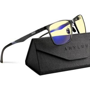ANYLUV Blue Light Glasses Men/Women, Al-Mg Metal Computer Blue Light Blocking Glasses, Relieve Eyestrain and Eye Protection ((Gaming Protection) 01- Black)
