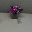 Fule Artificial Silk Rose Flower Centerpiece Arrangement in Glass Vase with LED Light for Home Wedding Decoration (Light Purple)