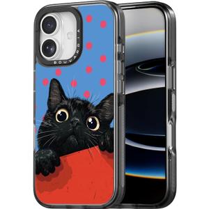 Bouvardia for iPhone 17 Case, Cute Girly Design for Women, Shockproof & Aesthetic, Cat & Polka Dots