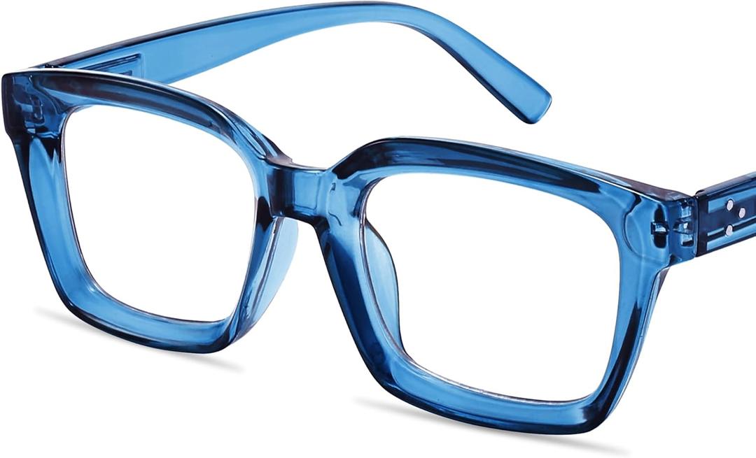 IBOANN Oversized Blue Light Glasses for Woman, Funky Fashion Glasses With Preppy Look, Reduce Screen Fatigue Computer Glasses